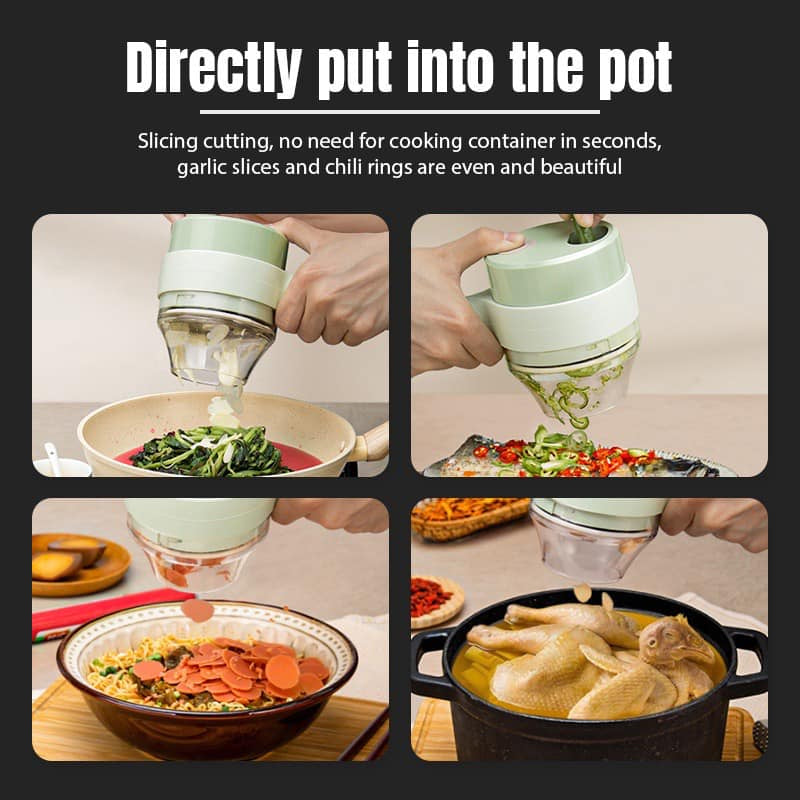 4-in-1 Electric Vegetable Chopper & Slicer – Cutter, Masher, Mixer