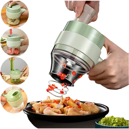 4-in-1 Electric Vegetable Chopper & Slicer – Cutter, Masher, Mixer